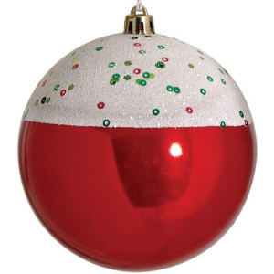 Κόκκινη Πλαστική Χριστουγεννιάτικη Μπάλα 10cm,Σέτ/4