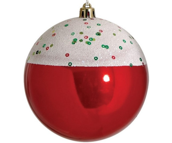 Κόκκινη Πλαστική Χριστουγεννιάτικη Μπάλα 10cm,Σέτ/4