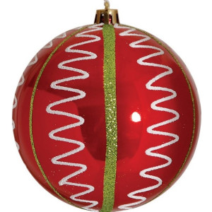 Κόκκινη Πλαστική Χριστουγεννιάτικη Μπάλα 10cm,Σέτ/4
