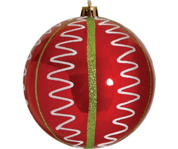 Κόκκινη Πλαστική Χριστουγεννιάτικη Μπάλα 10cm,Σέτ/4