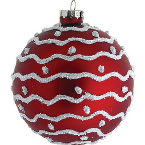 Κόκκινη Γυάλινη Χριστουγεννιάτικη Μπάλα 10cm,Σέτ/4