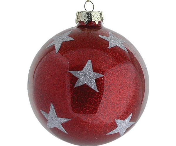 Κόκκινη Γυάλινη Χριστουγεννιάτικη Μπάλα 8cm,Σέτ/6