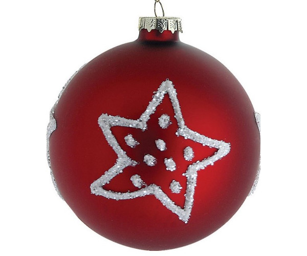 Κόκκινη Γυάλινη Χριστουγεννιάτικη Μπάλα 8cm,Σέτ/6