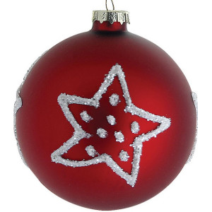 Κόκκινη Γυάλινη Χριστουγεννιάτικη Μπάλα 10cm,Σέτ/4