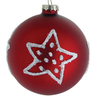 Κόκκινη Γυάλινη Χριστουγεννιάτικη Μπάλα 10cm,Σέτ/4