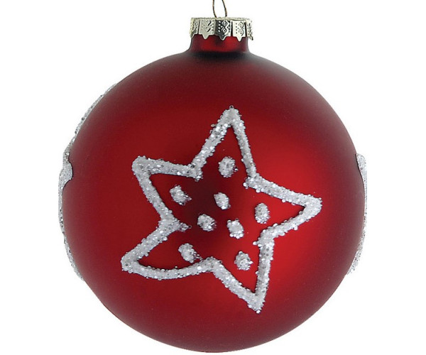 Κόκκινη Γυάλινη Χριστουγεννιάτικη Μπάλα 10cm,Σέτ/4