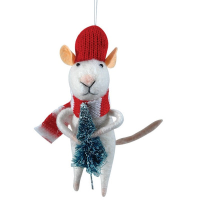 Πάνινο Χριστουγεννιάτικο Στολίδι Ποντίκι 6 x 4 x 13 (h)cm