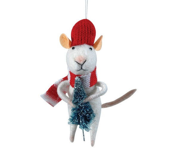 Πάνινο Χριστουγεννιάτικο Στολίδι Ποντίκι 6 x 4 x 13 (h)cm