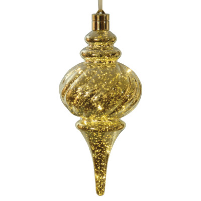 Χρυσή Πλαστική Χριστουγεννιάτικη Μπάλα Με Φώς Μπαταρίας 13 x 26(h)cm