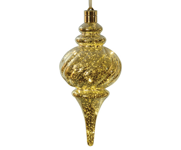 Χρυσή Πλαστική Χριστουγεννιάτικη Μπάλα Με Φώς Μπαταρίας 13 x 26(h)cm