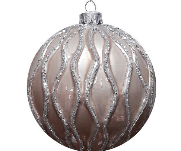 Καφέ Γυάλινη Χριστουγεννιάτικη Μπάλα 8cm,Σέτ/6