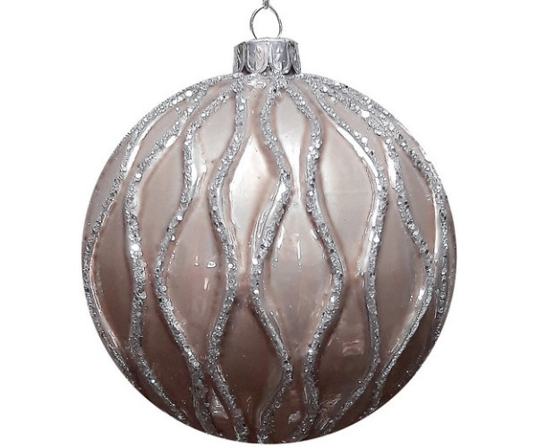 Καφέ Γυάλινη Χριστουγεννιάτικη Μπάλα 10cm,Σέτ/4