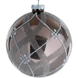 Καφέ Γυάλινη Χριστουγεννιάτικη Μπάλα 8cm,Σέτ/6