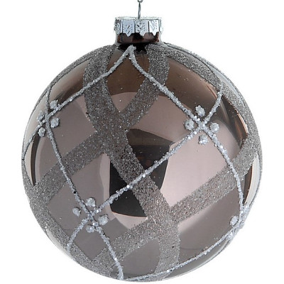 Καφέ Γυάλινη Χριστουγεννιάτικη Μπάλα 8cm,Σέτ/6