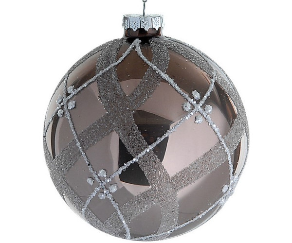 Καφέ Γυάλινη Χριστουγεννιάτικη Μπάλα 8cm,Σέτ/6