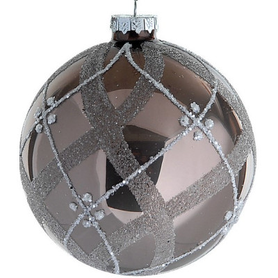 Καφέ Γυάλινη Χριστουγεννιάτικη Μπάλα 10cm,Σέτ/4