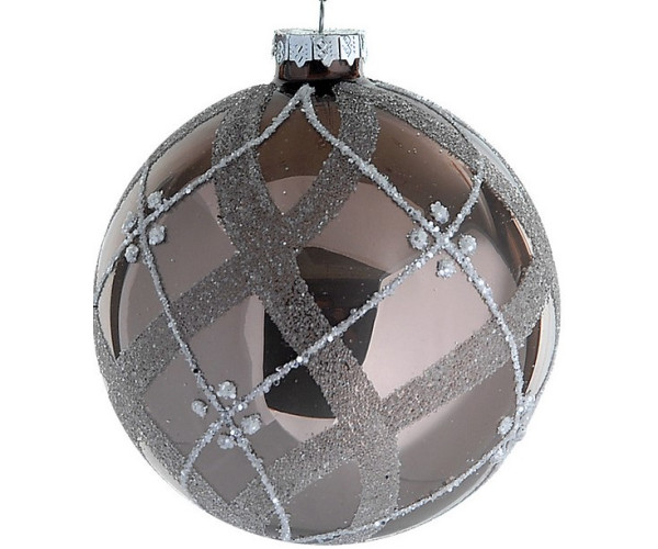 Καφέ Γυάλινη Χριστουγεννιάτικη Μπάλα 10cm,Σέτ/4