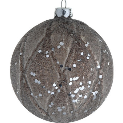 Καφέ Γυάλινη Χριστουγεννιάτικη Μπάλα 8cm,Σέτ/6
