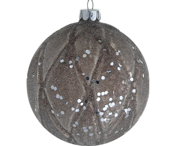 Καφέ Γυάλινη Χριστουγεννιάτικη Μπάλα 8cm,Σέτ/6