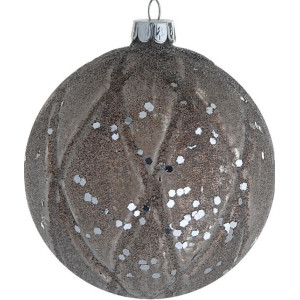 Καφέ Γυάλινη Χριστουγεννιάτικη Μπάλα 10cm,Σέτ/4