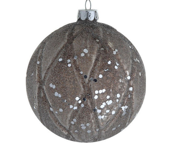 Καφέ Γυάλινη Χριστουγεννιάτικη Μπάλα 10cm,Σέτ/4