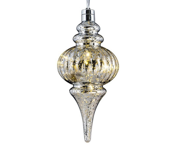 Ασημί Πλαστική Χριστουγεννιάτικη Μπάλα Με Φώς Μπαταρίας 13 x 26(h)cm