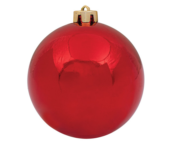 Κόκκινη Πλαστική Γυαλιστερή Χριστουγεννιάτικη Μπάλα 10cm,Σέτ/4