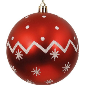 Κόκκινη Πλαστική Χριστουγεννιάτικη Μπάλα 8cm,Σέτ/6