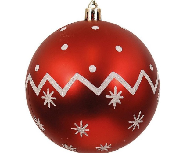 Κόκκινη Πλαστική Χριστουγεννιάτικη Μπάλα 10cm,Σέτ/4