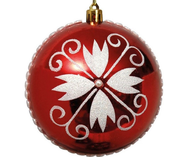 Κόκκινη Πλαστική Χριστουγεννιάτικη Μπάλα 10cm,Σέτ/4