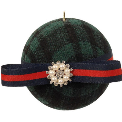 Πράσινη Πάνινη Χριστουγεννιάτικη Μπάλα 11cm