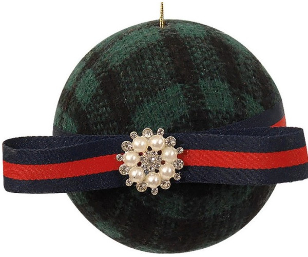 Πράσινη Πάνινη Χριστουγεννιάτικη Μπάλα 11cm