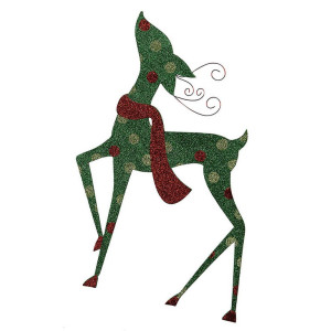 Πράσινη Κρεμαστή Διακοσμητική Φιγούρα Τάρανδος 64cm