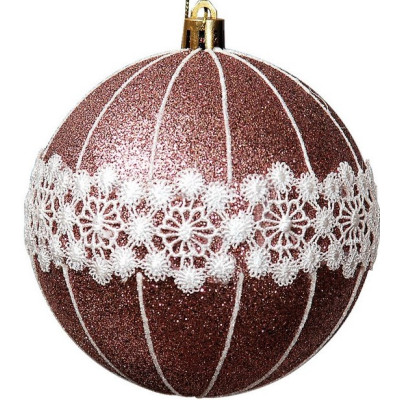 Χάλκινη Πλαστική Χριστουγεννιάτικη Μπάλα 8cm,Σέτ/6