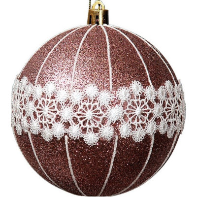 Χάλκινη Πλαστική Χριστουγεννιάτικη Μπάλα 10cm,Σέτ/4