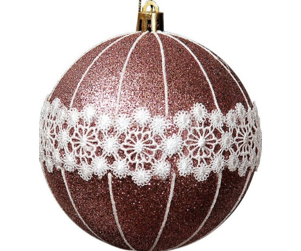 Χάλκινη Πλαστική Χριστουγεννιάτικη Μπάλα 10cm,Σέτ/4