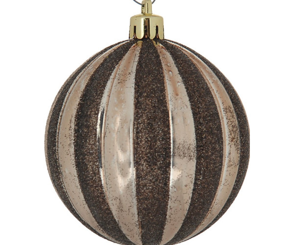 Χάλκινη Πλαστική Χριστουγεννιάτικη Μπάλα 8cm,Σέτ/6