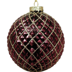 Μώβ Γυάλινη Χριστουγεννιάτικη Μπάλα 8cm,Σέτ/6