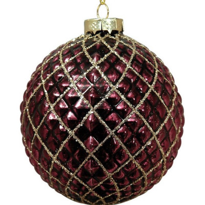 Μώβ Γυάλινη Χριστουγεννιάτικη Μπάλα 8cm,Σέτ/6