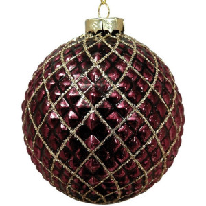 Μώβ Γυάλινη Χριστουγεννιάτικη Μπάλα 10cm,Σέτ/4