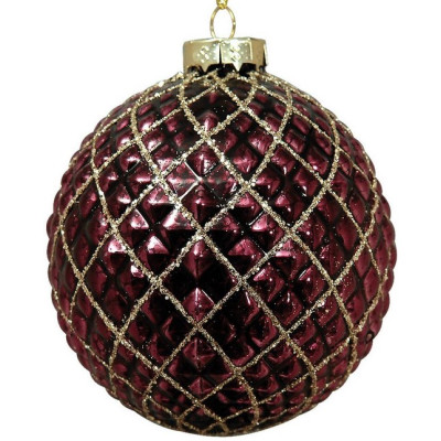 Μώβ Γυάλινη Χριστουγεννιάτικη Μπάλα 10cm,Σέτ/4