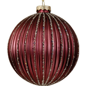 Μώβ Γυάλινη Χριστουγεννιάτικη Μπάλα 8cm,Σέτ/6