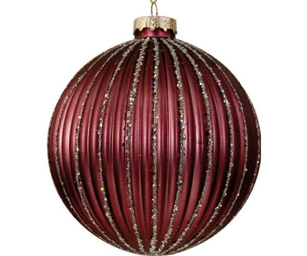 Μώβ Γυάλινη Χριστουγεννιάτικη Μπάλα 8cm,Σέτ/6