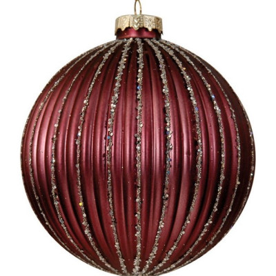 Μώβ Γυάλινη Χριστουγεννιάτικη Μπάλα 10cm,Σέτ/4