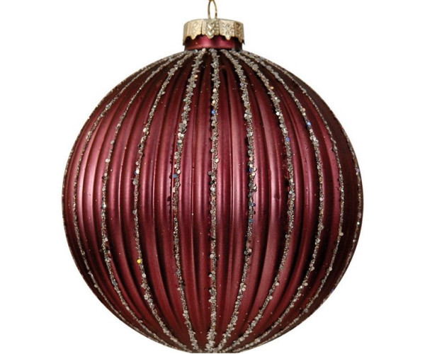 Μώβ Γυάλινη Χριστουγεννιάτικη Μπάλα 10cm,Σέτ/4