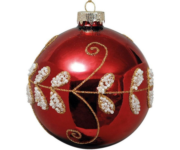 Μώβ Γυάλινη Χριστουγεννιάτικη Μπάλα 8cm,Σέτ/6