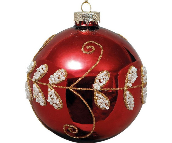 Μώβ Γυάλινη Χριστουγεννιάτικη Μπάλα 10cm,Σέτ/4