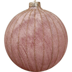 Ρόζ Γυάλινη Χριστουγεννιάτικη Μπάλα 8cm,Σέτ/6