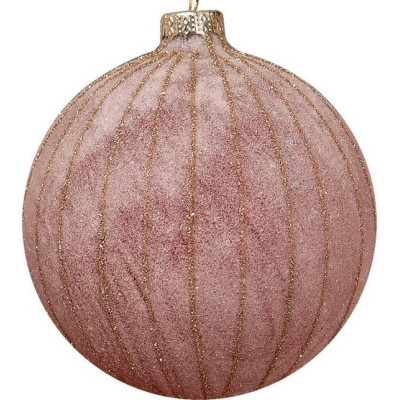 Ρόζ Γυάλινη Χριστουγεννιάτικη Μπάλα 8cm,Σέτ/6
