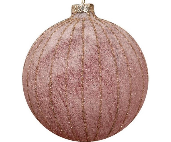 Ρόζ Γυάλινη Χριστουγεννιάτικη Μπάλα 8cm,Σέτ/6